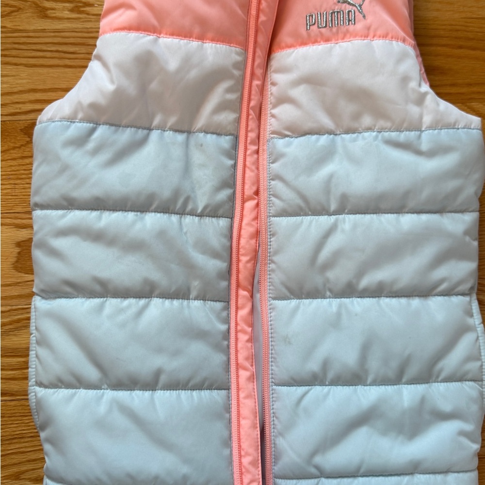 Puma Pink and White Puffer Vest